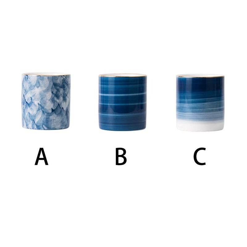 PinbWD Ceramic Pen Holder Stand Cup Pencil Organizer Makeup Brush Holders for Home Office Desk (A) - Image 4